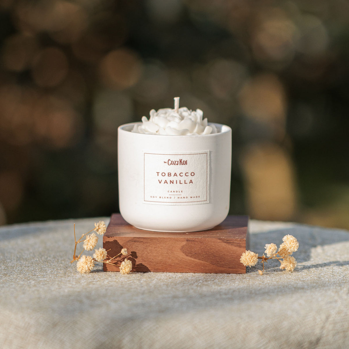 Rose Candle in Ivory Vessel