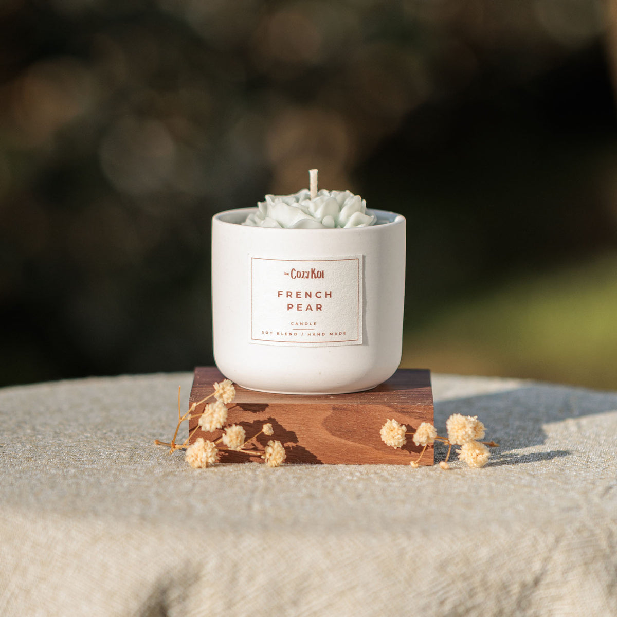 Rose Candle in Ivory Vessel