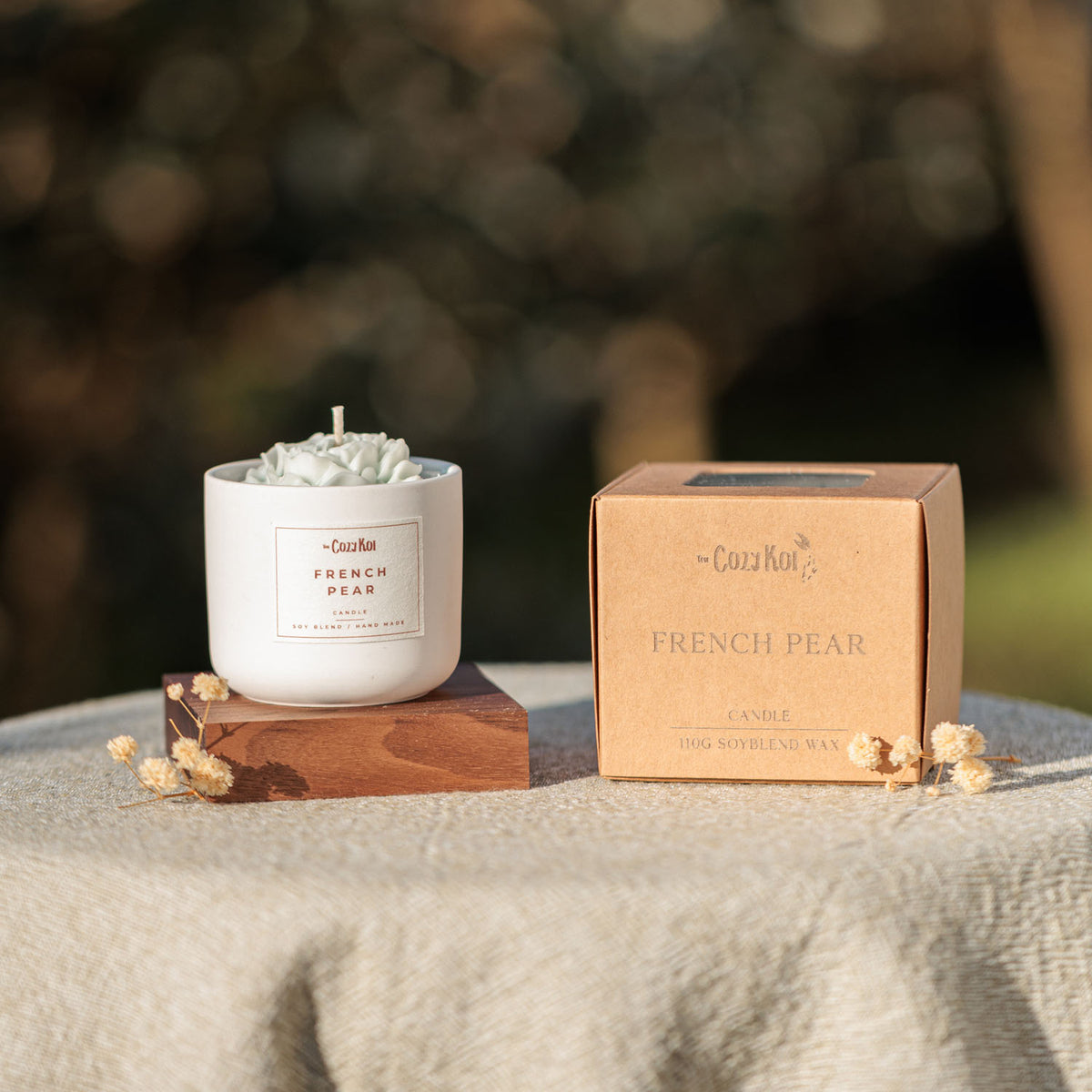 Rose Candle in Ivory Vessel