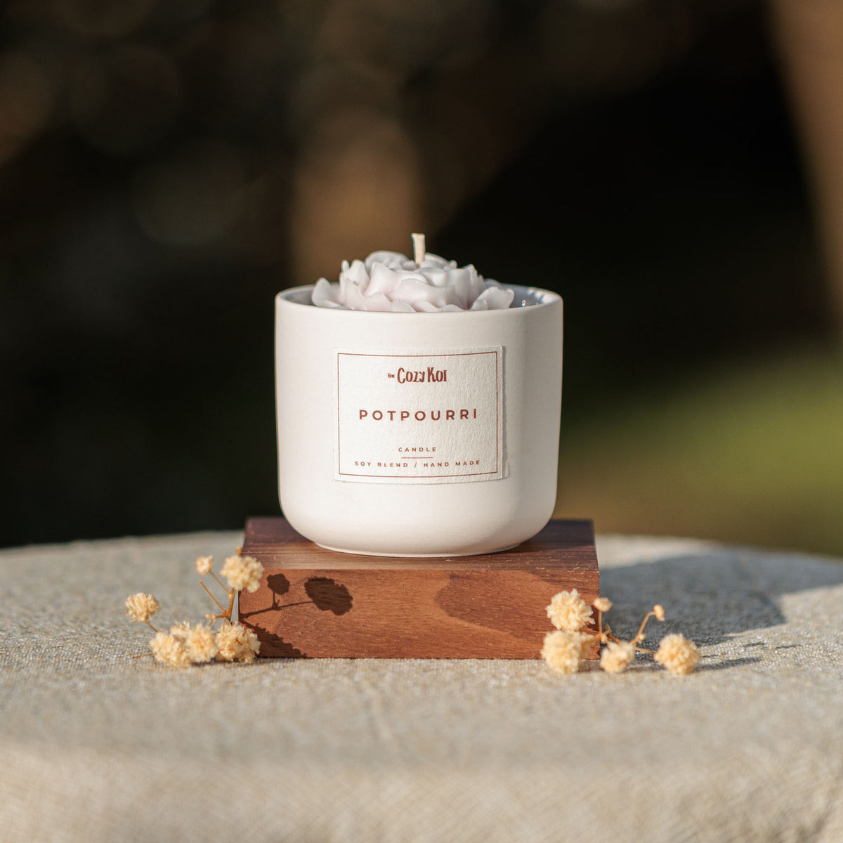 Rose Candle in Ivory Vessel