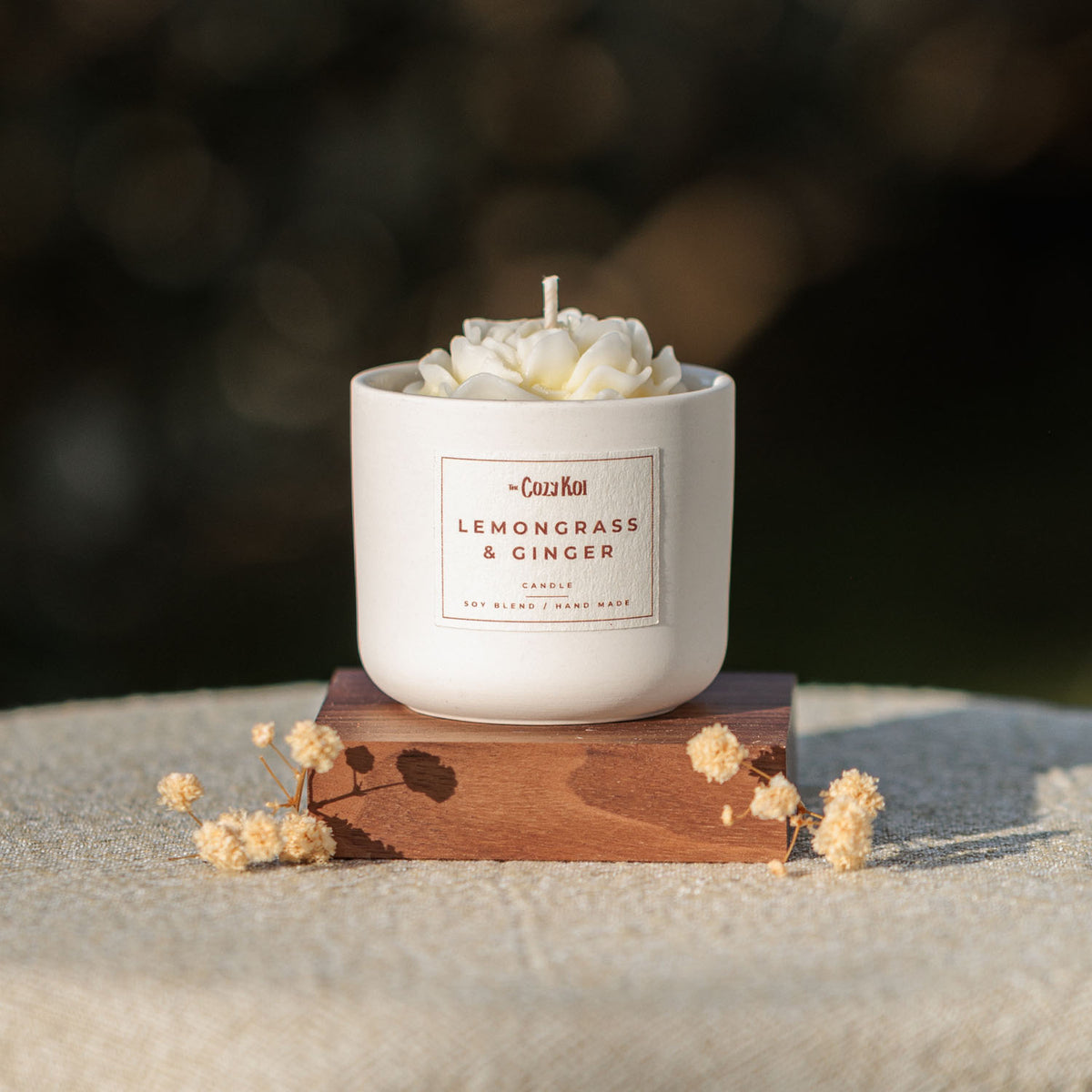 Rose Candle in Ivory Vessel