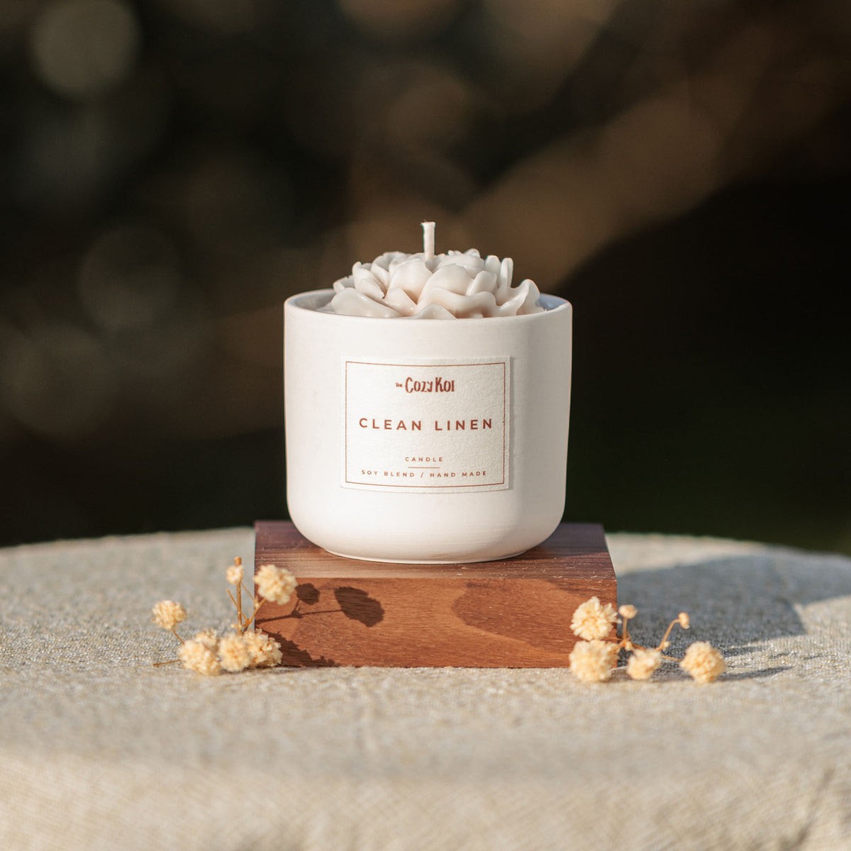 Rose Candle in Ivory Vessel