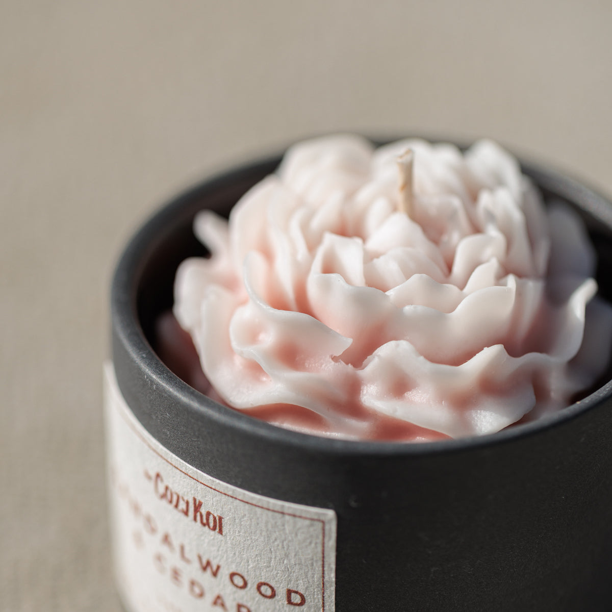 Rose Candle in Charcoal Vessel